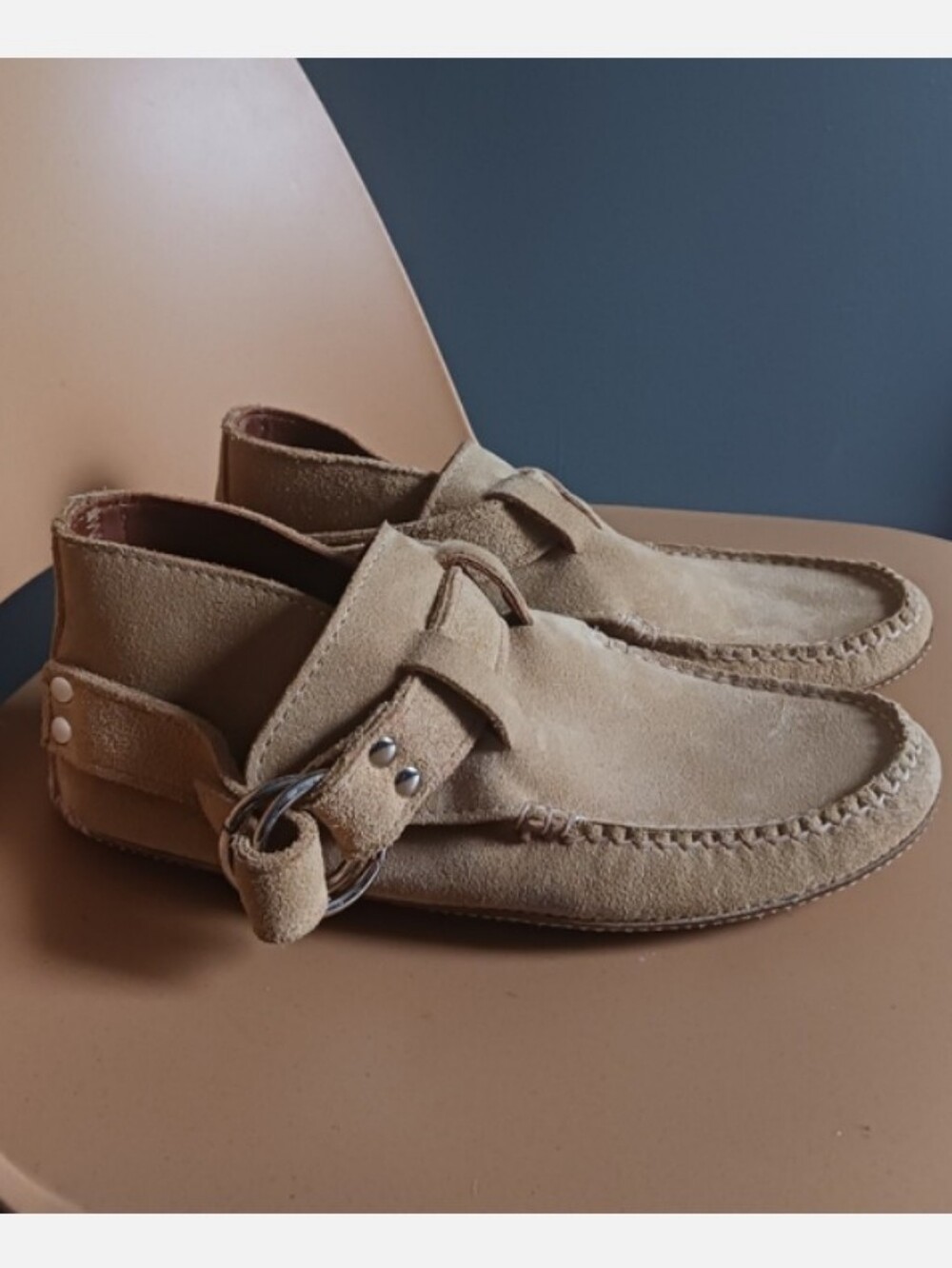QUODDY x Kelly Killoren Bensimon Ring Boots, Moccasin Suede Buckle Loafers 10